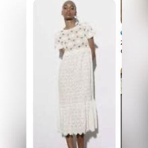 Zara Crochet Knit Dress With Contrast Detail NWT Sz S
